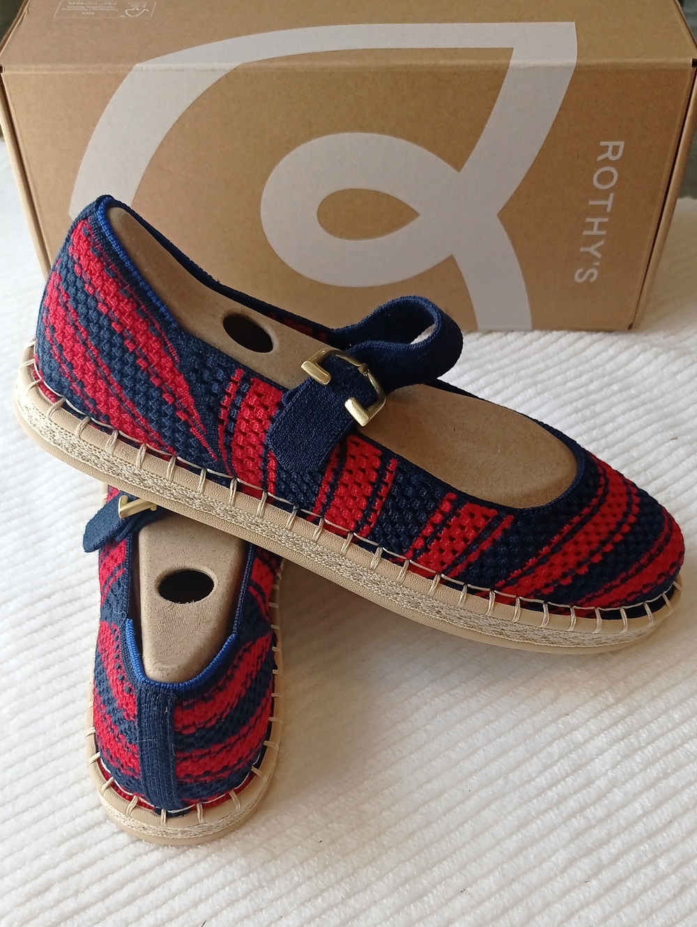 Rothy's Navy and Red Knit Mary Jane Espadrilles - Picture 6 of 6
